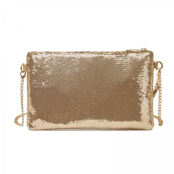 CLS2512 - Glam Sparkle Sequin Evening Clutch-Sleek, Shimmering Wristlet & Crossbody - Light Gold