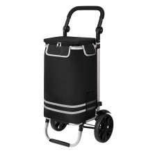 STO5546 - 3-in-1 Isolierter 56-L Einkaufswagen & Rucksack – Faltbarer Aluminiumrahmen mit Reflexstreifen - Schwarz