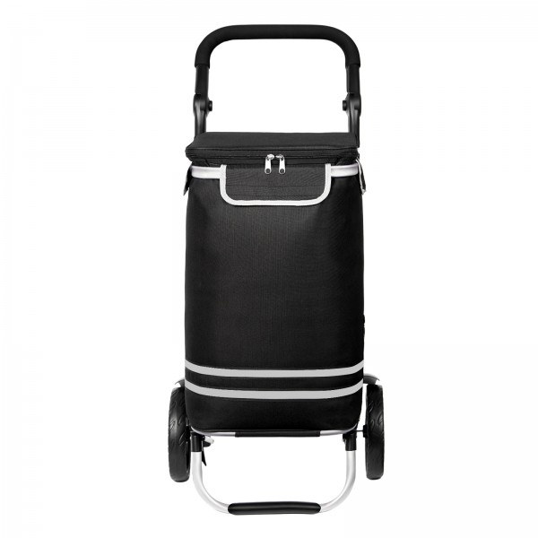 STO5546 - 3-in-1 Isolierter 56-L Einkaufswagen & Rucksack – Faltbarer Aluminiumrahmen mit Reflexstreifen - Schwarz