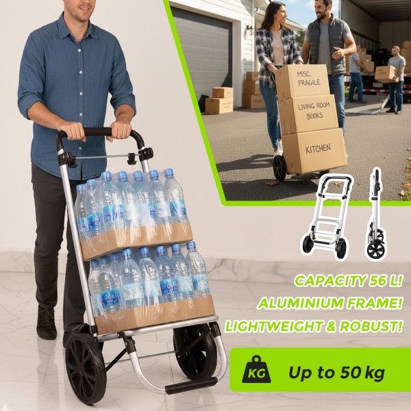 STO5546 - 3-in-1 Isolierter 56-L Einkaufswagen & Rucksack – Faltbarer Aluminiumrahmen mit Reflexstreifen - Schwarz