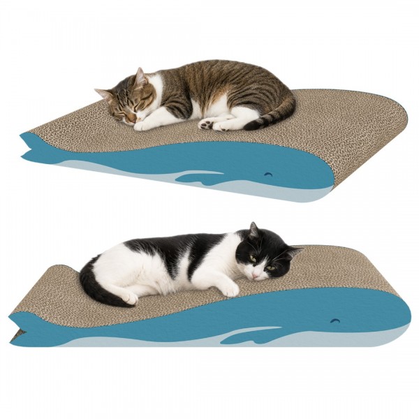2PCS Set Large Blue Whale-Shaped Cat Scratching Board
