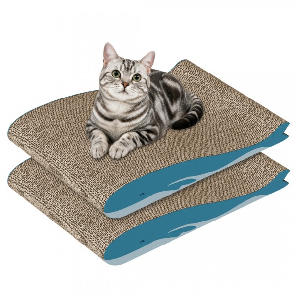 2PCS Set Large Blue Whale-Shaped Cat Scratching Board