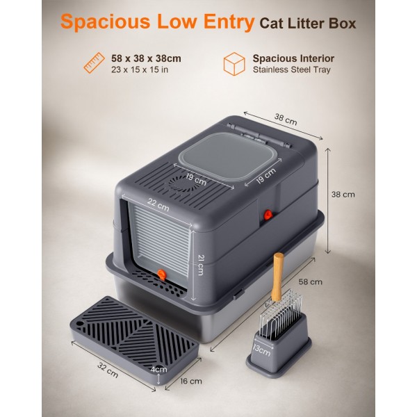 TBD6651 85L 3 In 1 Cat Litte Box - Dark Grey TBD6651 85L 3 In 1 Cat Litte Box - Dark Grey