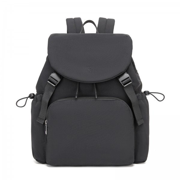 BPM2610 - Miss Lulu Lightweight Nylon Drawstring Backpack – Casual Daily Rucksack with 13 Inch Laptop Sleeve for Travel & Commute - Black
