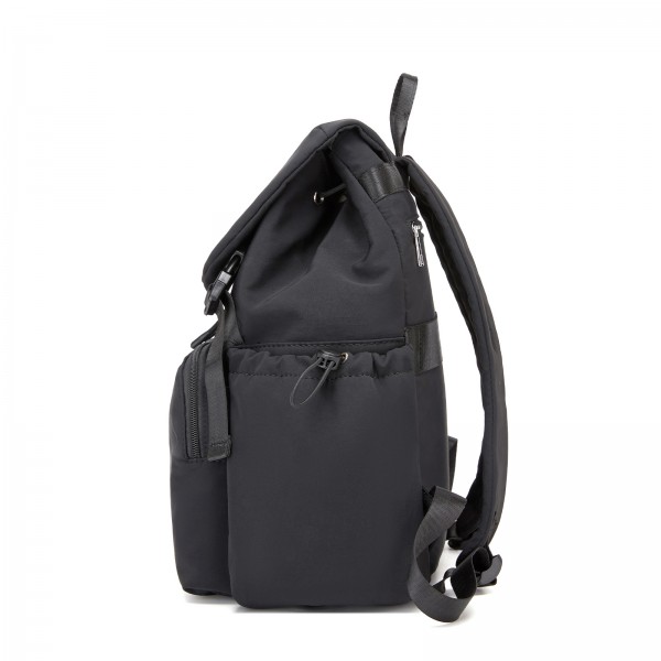 BPM2610 - Miss Lulu Lightweight Nylon Drawstring Backpack – Casual Daily Rucksack with 13 Inch Laptop Sleeve for Travel & Commute - Black