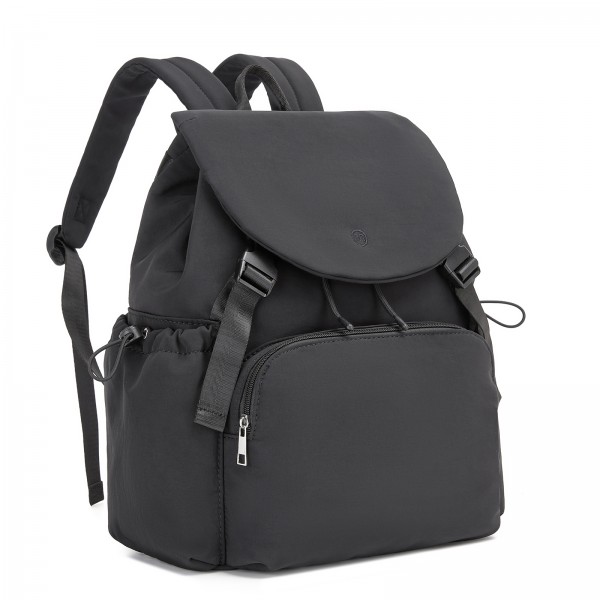 BPM2610 - Miss Lulu Lightweight Nylon Drawstring Backpack – Casual Daily Rucksack with 13 Inch Laptop Sleeve for Travel & Commute - Black