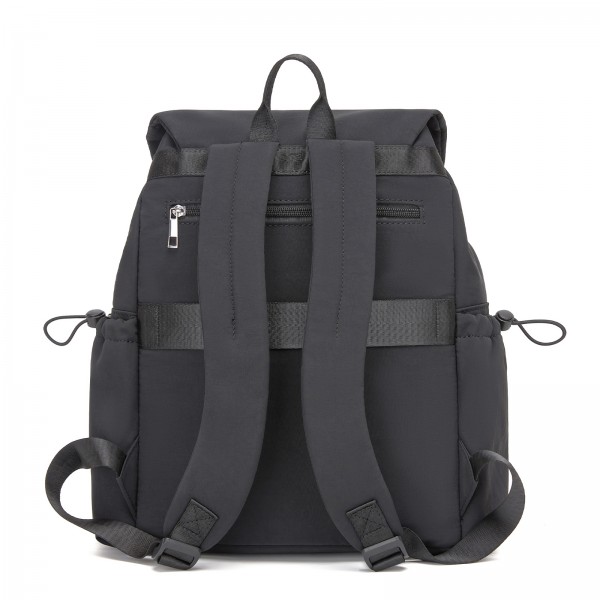 BPM2610 - Miss Lulu Lightweight Nylon Drawstring Backpack – Casual Daily Rucksack with 13 Inch Laptop Sleeve for Travel & Commute - Black