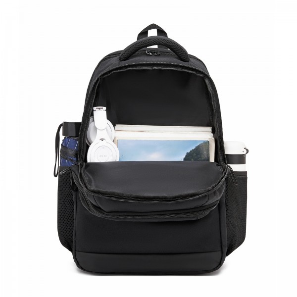 BPN2607 - Trendy Laptop Backpack,Soft Padded,Practical,Organized Storage,Lightweight 15.6" Notebook Bag for Work, School & Travel - Black