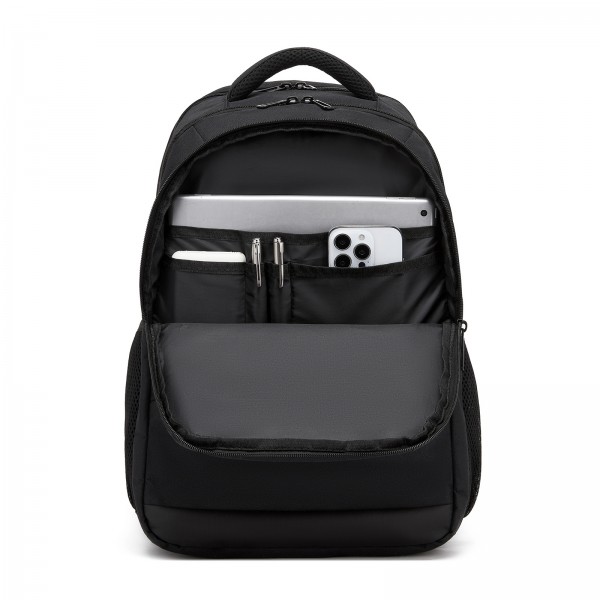 BPN2607 - Trendy Laptop Backpack,Soft Padded,Practical,Organized Storage,Lightweight 15.6" Notebook Bag for Work, School & Travel - Black