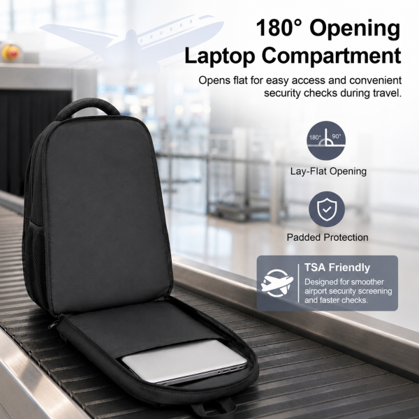 BPN2607 - Trendy Laptop Backpack,Soft Padded,Practical,Organized Storage,Lightweight 15.6" Notebook Bag for Work, School & Travel - Black