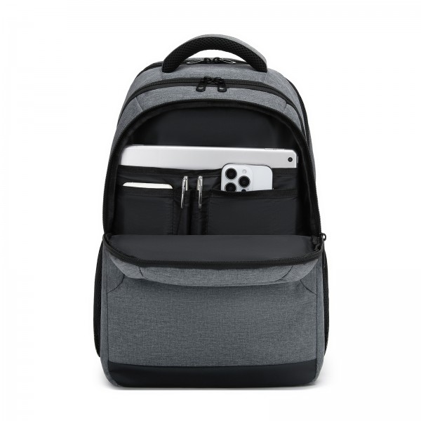 BPN2607 - Trendy Laptop Backpack,Soft Padded,Practical,Organized Storage,Lightweight 15.6" Notebook Bag for Work, School & Travel - Grey