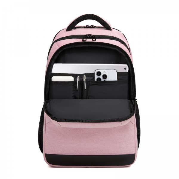 BPN2607 - Trendy Laptop Backpack,Soft Padded,Practical,Organized Storage,Lightweight 15.6" Notebook Bag for Work, School & Travel - Pink