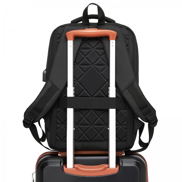 BPS2603 - Premium Laptop Backpack, 15.6 Inch USB Charging Backpack with Padded Laptop Sleeve, Ideal for Work and Commuting - Black