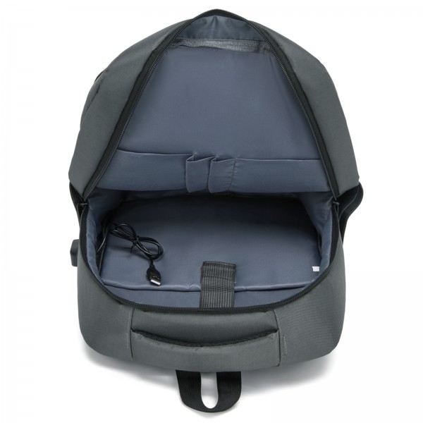 BPS2603 - Premium Laptop Backpack, 15.6 Inch USB Charging Backpack with Padded Laptop Sleeve, Ideal for Work and Commuting - Grey
