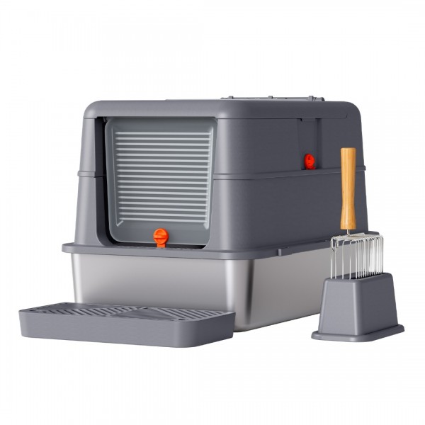 TBD6651 85L 3 In 1 Cat Litte Box - Dark Grey