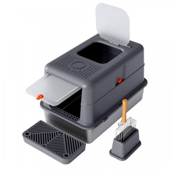 TBD6651 85L 3 In 1 Cat Litte Box - Dark Grey