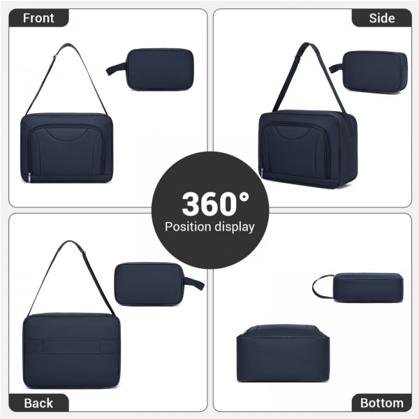 KSN2586 - 3‑teiliges Weichgepäck-Set 20 Zoll mit Kabinen-Schultertasche & Kulturbeutel, leichtes Handgepäck-Reiseset - Marineblau