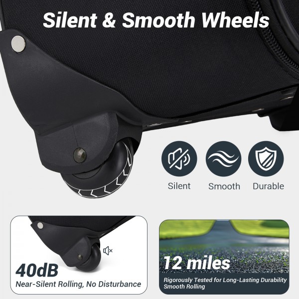 KSN2586 - 3‑teiliges Weichgepäck-Set 20 Zoll mit Kabinen-Schultertasche & Kulturbeutel, leichtes Handgepäck-Reiseset - Schwarz