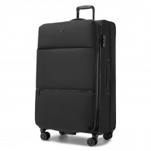 KSN2593 - 30 inch Women's Lightweight Softshell Suitcase with Spinner Wheels and Spacious Compartments - Black