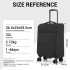 KSN2593 - 3‑teiliges erweiterbares Weichschalen-Kofferset 20/26/30 Zoll, leichte Koffer mit lautlosen Rädern und übersichtlichem Innenraum für Reisen - Schwarz