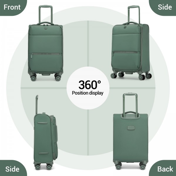 KSN2593 - Leichte Softshell-Walizka von 30 Zoll für Frauen mit Drehrollen und geräumigen Fächern - Grün