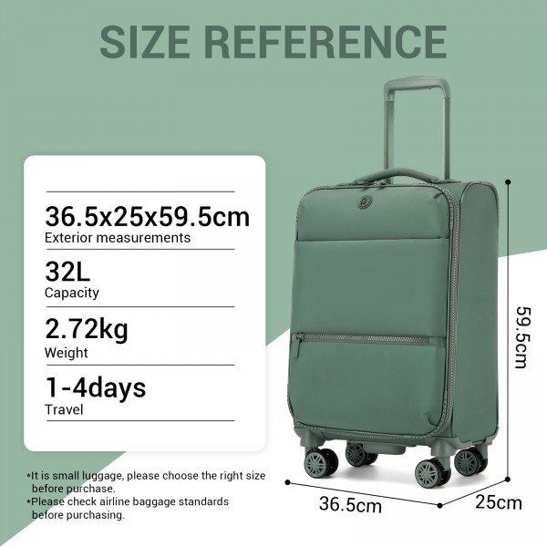 KSN2593 - 3‑teiliges erweiterbares Weichschalen-Kofferset 20/26/30 Zoll, leichte Koffer mit lautlosen Rädern und übersichtlichem Innenraum für Reisen - Grün