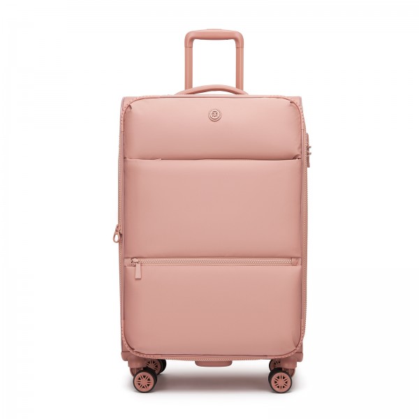 KSN2593 - Leichte Softshell-Walizka von 26 Zoll für Frauen mit Drehrollen und geräumigen Fächern - Rosa