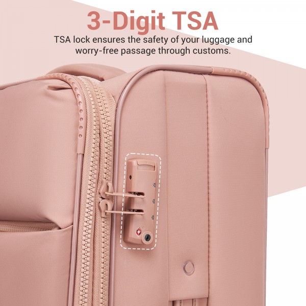 KSN2593 - Leichte Softshell-Walizka von 30 Zoll für Frauen mit Drehrollen und geräumigen Fächern - Rosa