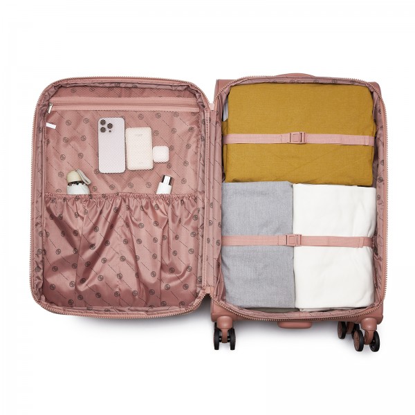 KSN2593 - 3‑teiliges erweiterbares Weichschalen-Kofferset 20/26/30 Zoll, leichte Koffer mit lautlosen Rädern und übersichtlichem Innenraum für Reisen - Rosa