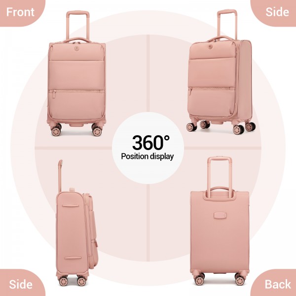 KSN2593 - Leichte Softshell-Walizka von 30 Zoll für Frauen mit Drehrollen und geräumigen Fächern - Rosa