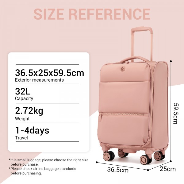 KSN2593 - 3‑teiliges erweiterbares Weichschalen-Kofferset 20/26/30 Zoll, leichte Koffer mit lautlosen Rädern und übersichtlichem Innenraum für Reisen - Rosa