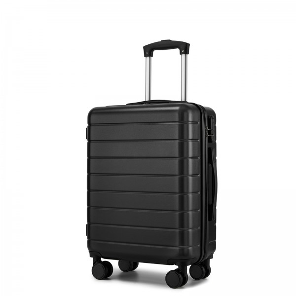 KSN2691 - 20 Zoll Handgepäckkoffer, leichter ABS-Hartschalenkoffer mit 360° lautlosen Rädern, Zahlenschloss und übersichtlichem Innenraum - Schwarz