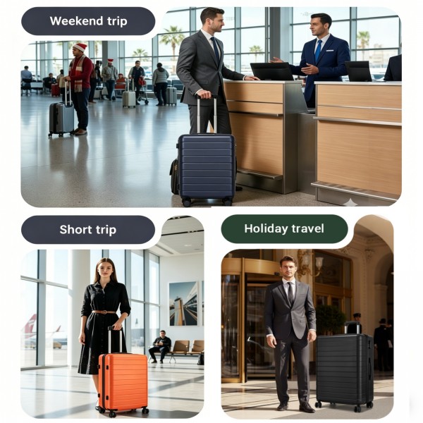 KSN2691 - 28 Zoll großer Reisegepäckkoffer, hochwertiger ABS-Hartschalenkoffer mit 360° lautlosen Rädern und sicherem Zahlenschloss - Schwarz