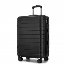 KSN2691 - 24 Zoll Reisegepäckkoffer, robuster ABS-Hartschalenkoffer mit 360° lautlosen Rollen und sicherem Zahlenschloss - Schwarz