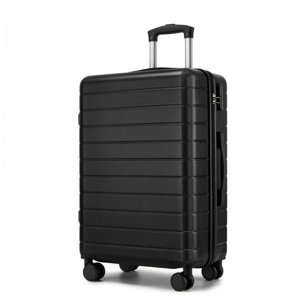 KSN2691 - 24 Zoll Reisegepäckkoffer, robuster ABS-Hartschalenkoffer mit 360° lautlosen Rollen und sicherem Zahlenschloss - Schwarz