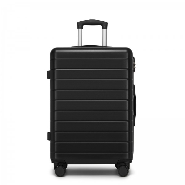 KSN2691 - 24 Zoll Reisegepäckkoffer, robuster ABS-Hartschalenkoffer mit 360° lautlosen Rollen und sicherem Zahlenschloss - Schwarz