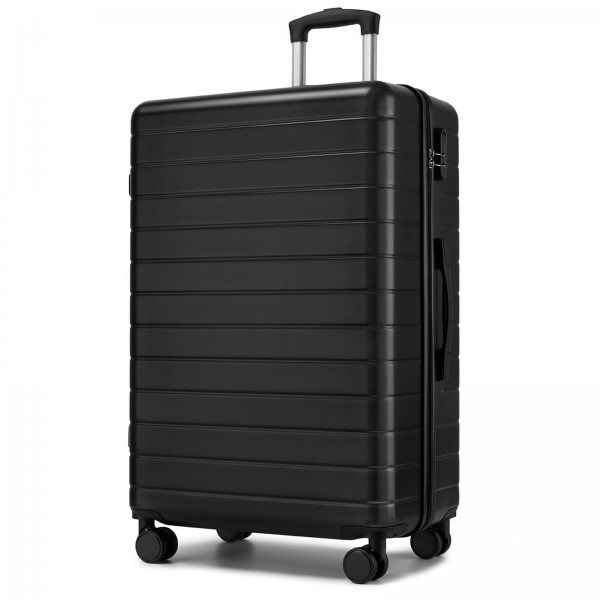KSN2691 - 28 Zoll großer Reisegepäckkoffer, hochwertiger ABS-Hartschalenkoffer mit 360° lautlosen Rädern und sicherem Zahlenschloss - Schwarz