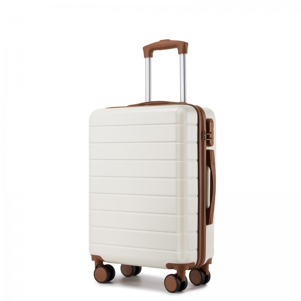 KSN2691 - 20 Zoll Handgepäckkoffer, leichter ABS-Hartschalenkoffer mit 360° lautlosen Rädern, Zahlenschloss und übersichtlichem Innenraum - Creme und Braun