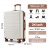 KSN2691 - 24 Zoll Reisegepäckkoffer, robuster ABS-Hartschalenkoffer mit 360° lautlosen Rollen und sicherem Zahlenschloss - Creme und Braun