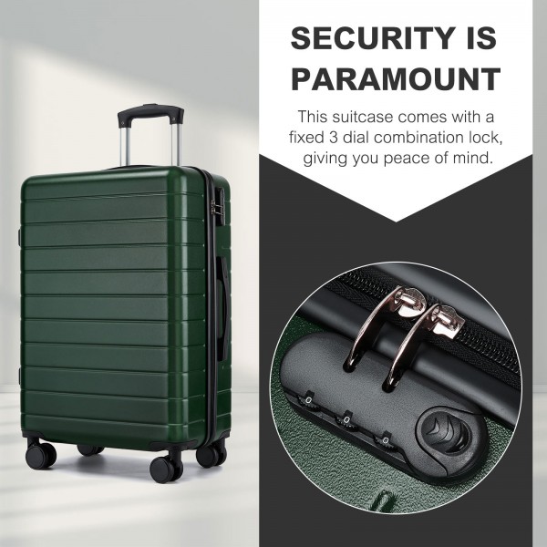 KSN2691 - 28 Zoll großer Reisegepäckkoffer, hochwertiger ABS-Hartschalenkoffer mit 360° lautlosen Rädern und sicherem Zahlenschloss - Grün