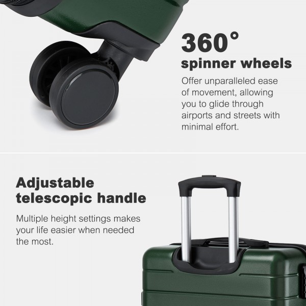 KSN2691 - 24 Zoll Reisegepäckkoffer, robuster ABS-Hartschalenkoffer mit 360° lautlosen Rollen und sicherem Zahlenschloss - Grün
