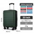 KSN2691 - 20 Zoll Handgepäckkoffer, leichter ABS-Hartschalenkoffer mit 360° lautlosen Rädern, Zahlenschloss und übersichtlichem Innenraum - Grün