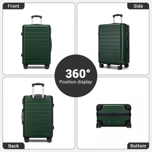 KSN2691 - 24 Zoll Reisegepäckkoffer, robuster ABS-Hartschalenkoffer mit 360° lautlosen Rollen und sicherem Zahlenschloss - Grün