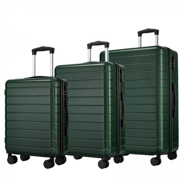KSN2691 - 3‑teiliges Hartschalen-Kofferset (20/24/28 Zoll), leichte ABS-Koffer mit lautlosen Rädern und Zahlenschlössern - Grün