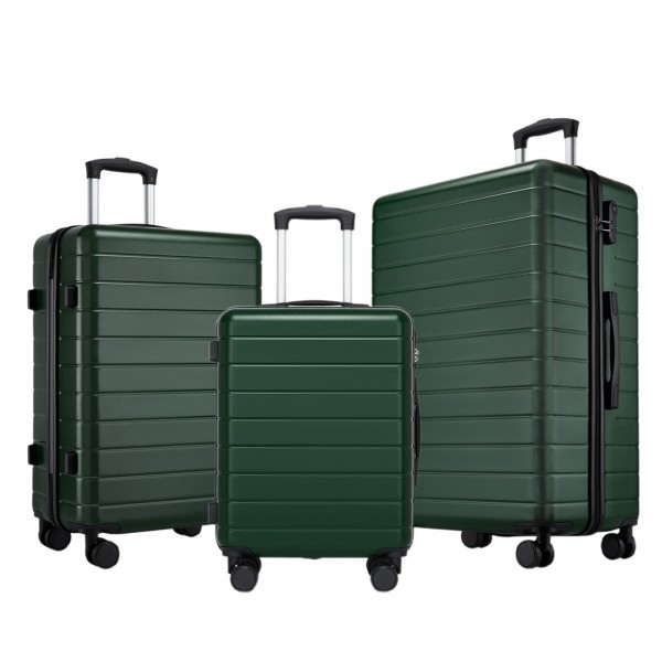 KSN2691 - 3‑teiliges Hartschalen-Kofferset (20/24/28 Zoll), leichte ABS-Koffer mit lautlosen Rädern und Zahlenschlössern - Grün
