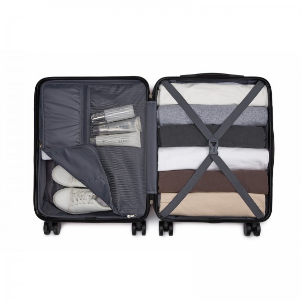 KSN2691 - 20 Zoll Handgepäckkoffer, leichter ABS-Hartschalenkoffer mit 360° lautlosen Rädern, Zahlenschloss und übersichtlichem Innenraum - Marineblau