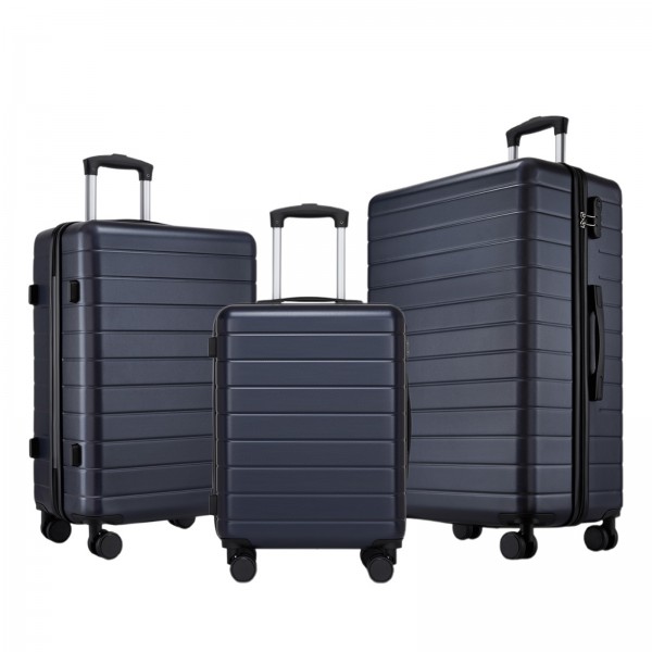 KSN2691 - 3‑teiliges Hartschalen-Kofferset (20/24/28 Zoll), leichte ABS-Koffer mit lautlosen Rädern und Zahlenschlössern - Marineblau