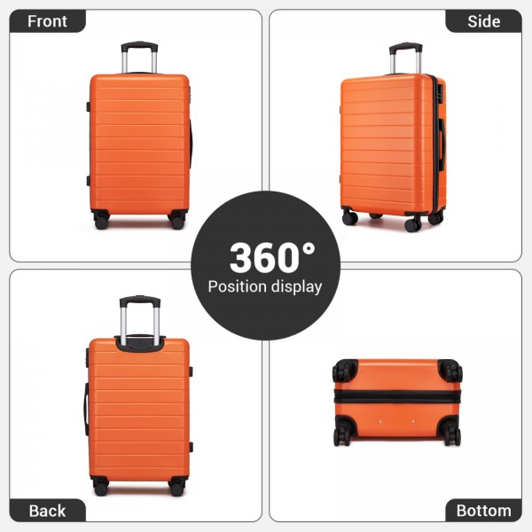 KSN2691 - 28 Zoll großer Reisegepäckkoffer, hochwertiger ABS-Hartschalenkoffer mit 360° lautlosen Rädern und sicherem Zahlenschloss - Orange