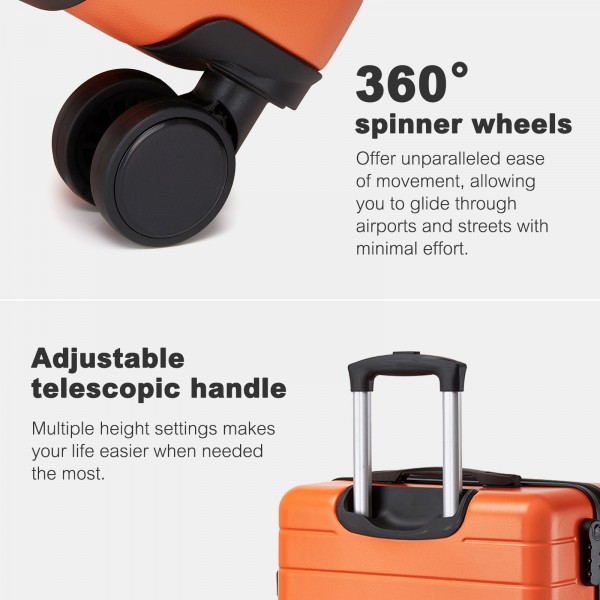 KSN2691 - 28 Zoll großer Reisegepäckkoffer, hochwertiger ABS-Hartschalenkoffer mit 360° lautlosen Rädern und sicherem Zahlenschloss - Orange