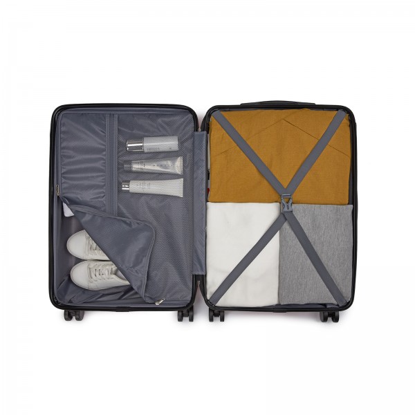 KSN2691 - 24 Zoll Reisegepäckkoffer, robuster ABS-Hartschalenkoffer mit 360° lautlosen Rollen und sicherem Zahlenschloss - Orange